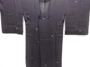 大正ロマン　縦絽草葉模様刺繍ロング道行コート